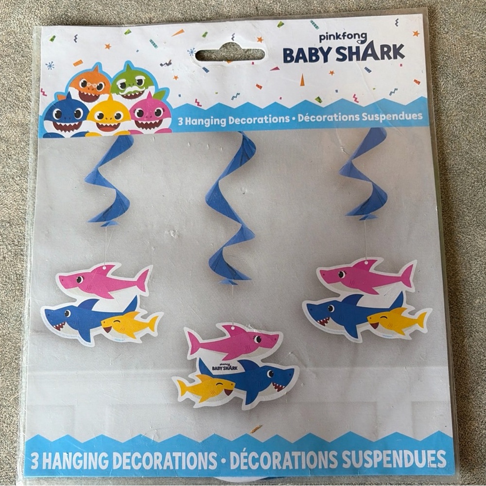Baby Shark Hanging Decorations - Blue, Pink, Yellow